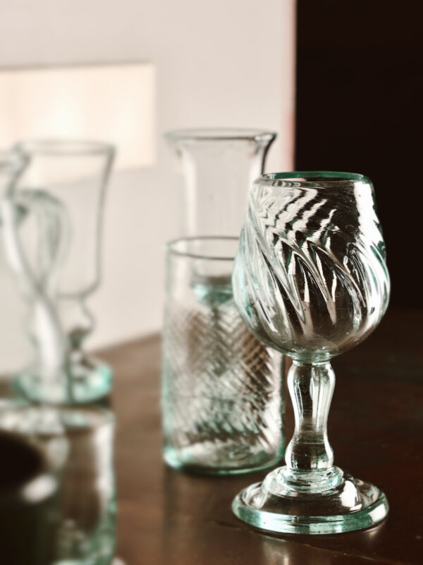 Handmade stemmed glass recycled glass