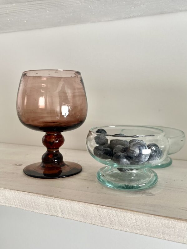 Handmade stemmed glass recycled glass