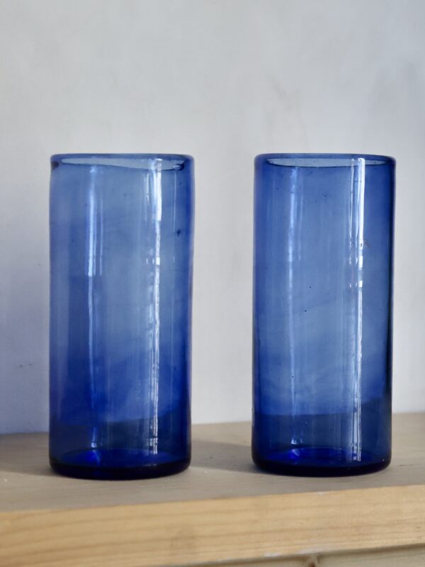 ice-tea-light-blue-drinkware-tumbler-water-glass-mouth-blown-recycled-glass