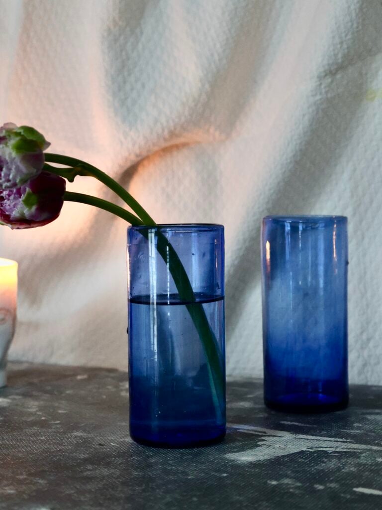 ice-tea-light-blue-drinkware-tumbler-water-glass-mouth-blown-recycled-glass
