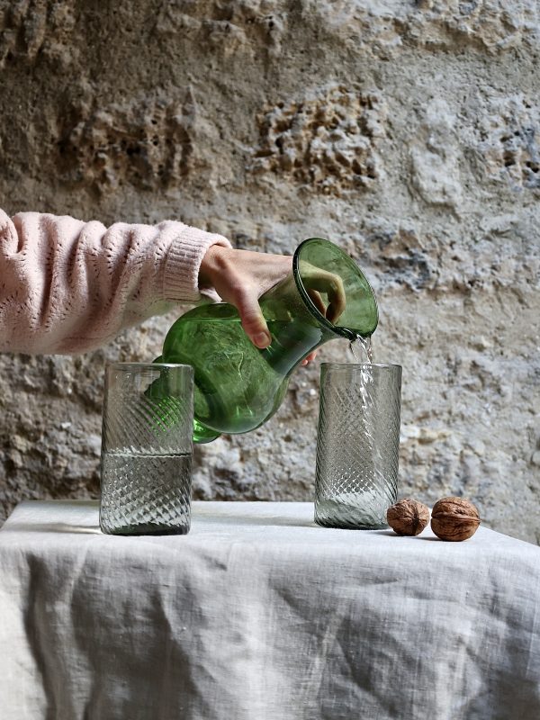 la-soufflerie-pichet-olive-mouth-blown-recycled-glass