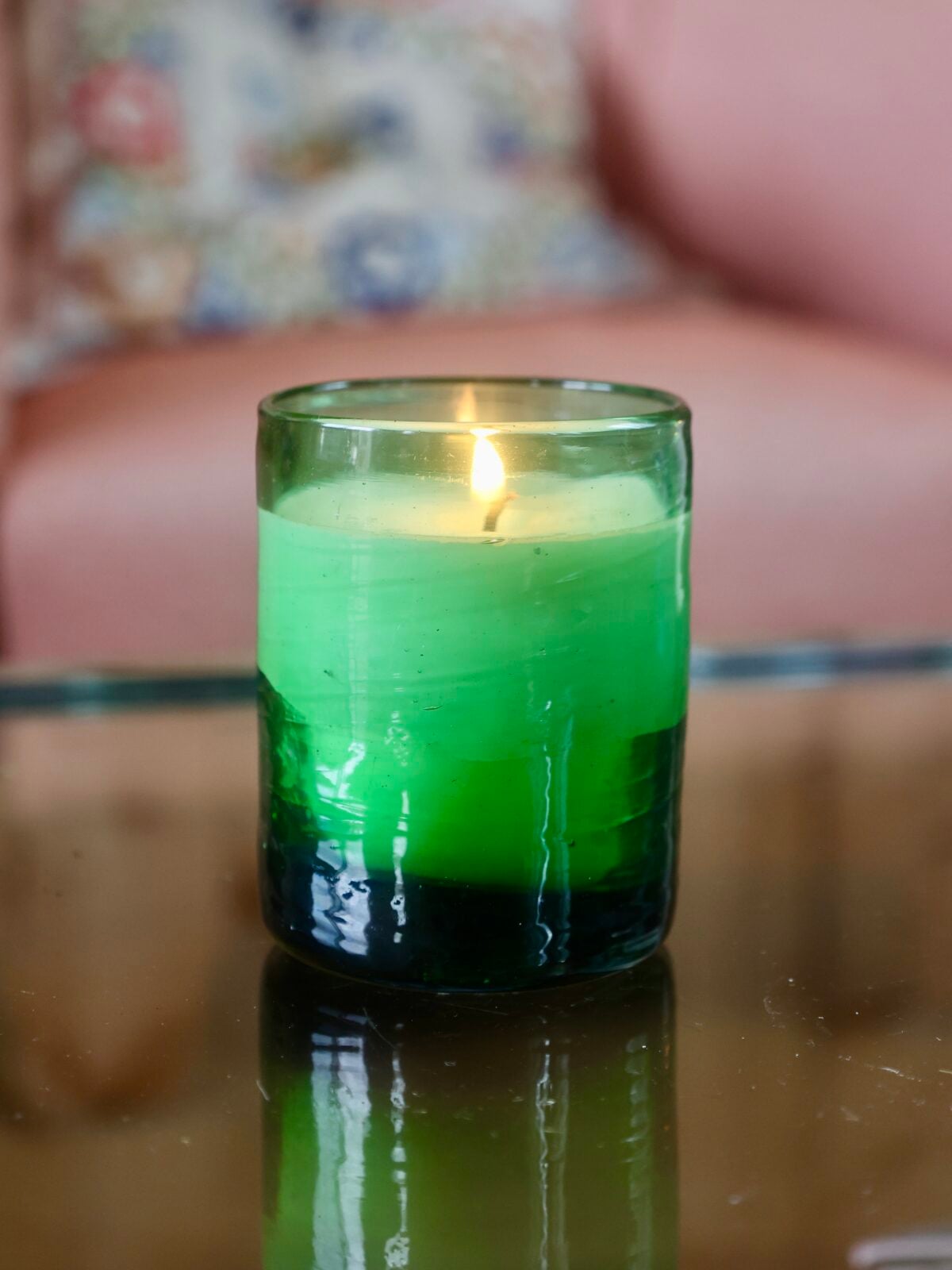 murano-moyen-bougie-green-candle-mouth-blown-recycled-glass