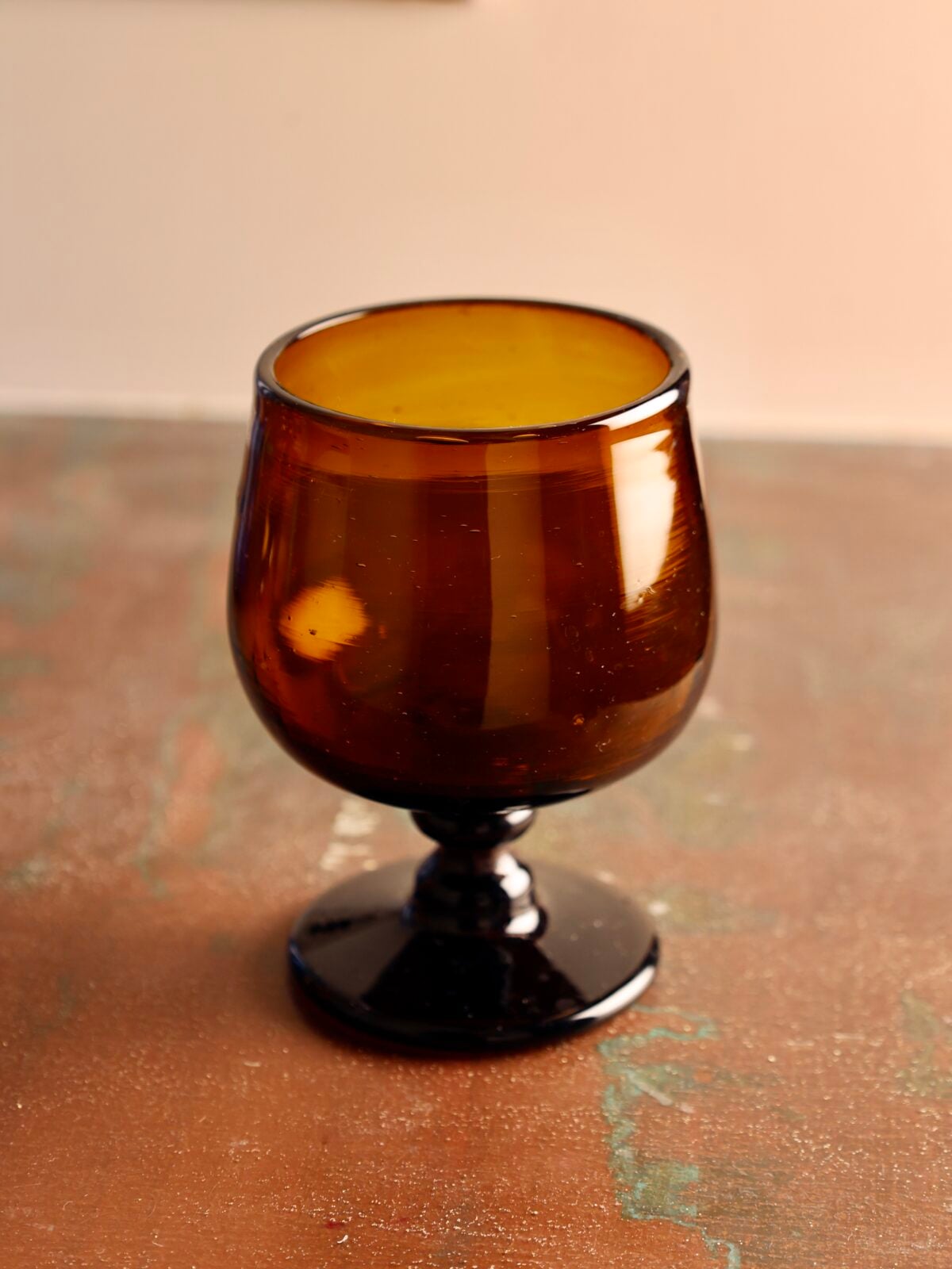 Handmade stemmed glass recycled glass