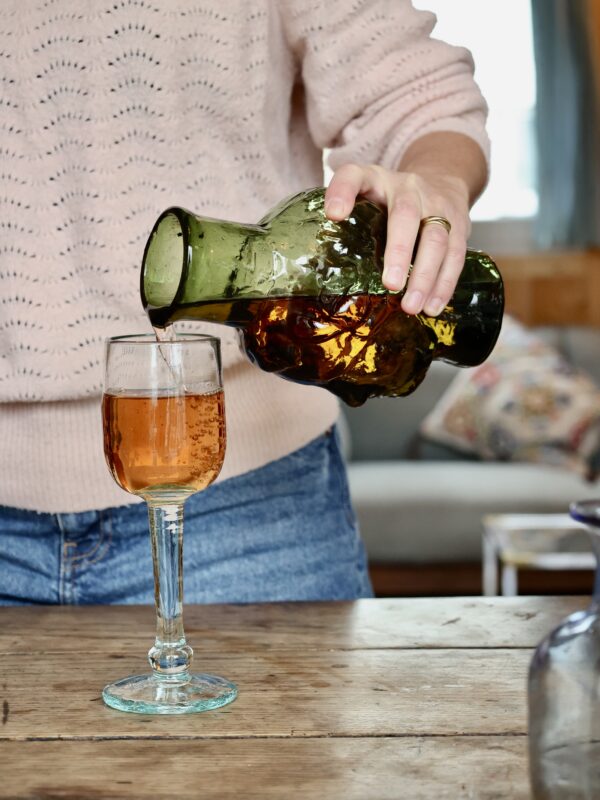 la-soufflerie-roma-droit-vert-fume-head-drinkware-carafe-pitcher-decanter-mouth-blown-recycled-glass