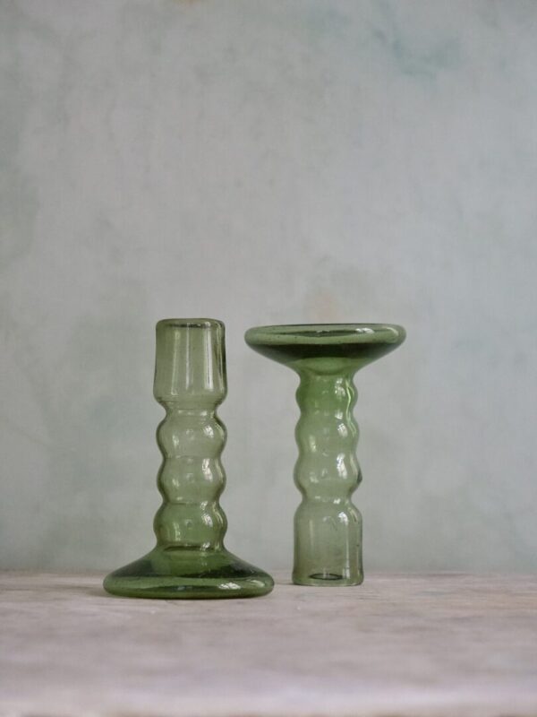 la-soufflerie-bougeoir-bulles-vert-fume-mouth-blown-recyled-glass