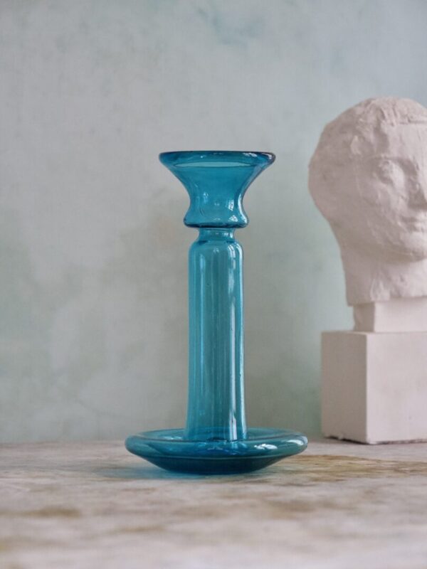 la-sufflerie-porta-candele-turquoise-mouth-blown-recycled-glass