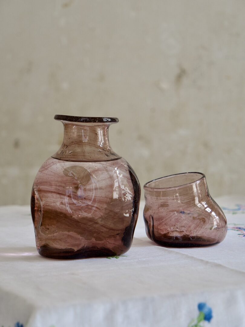 la-soufflerie-rock-carafe-small-framboise-drinkware-carafe-pitcher-decanter-mouth-blown-recycled-glass
