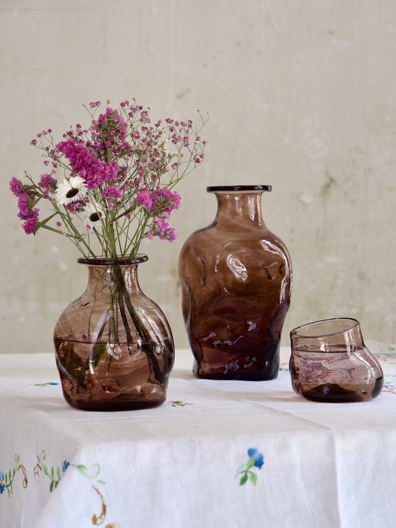 la-soufflerie-rock-carafe-small-framboise-drinkware-carafe-pitcher-decanter-mouth-blown-recycled-glass