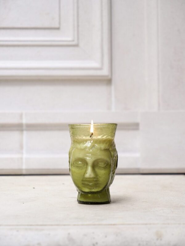 Verre Tête Bougie Olive