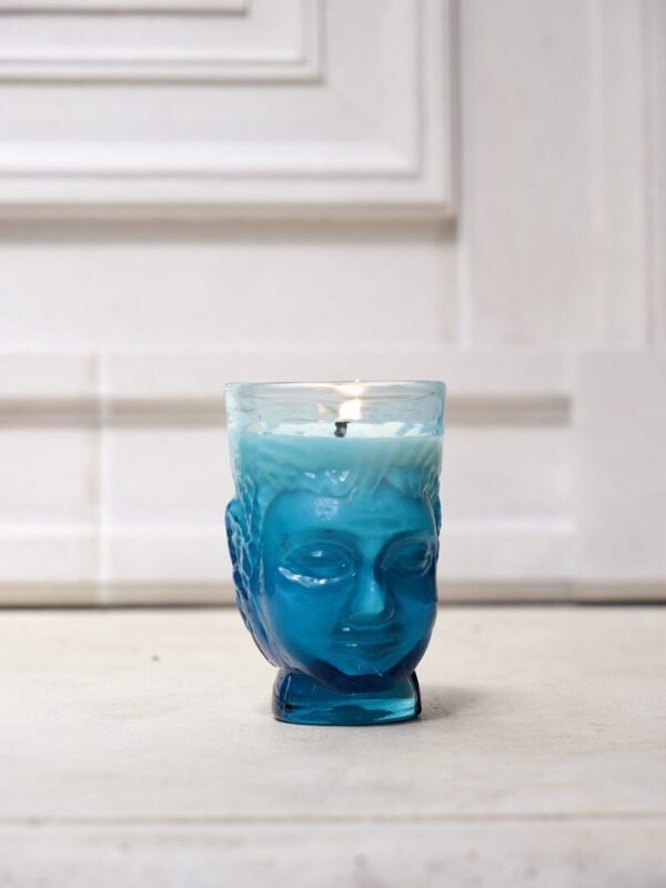Verre Tête Bougie Turquoise