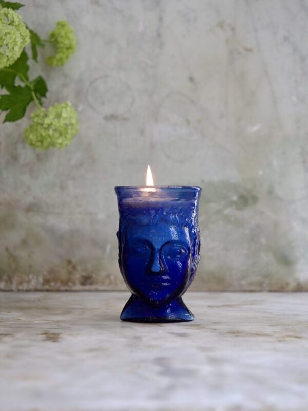 Verre Tête Bougie Blue