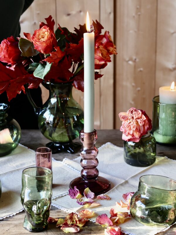 bougeoir-bulles-framboise-candle-holder-bud-vases-mouth-blown-recycled-glass