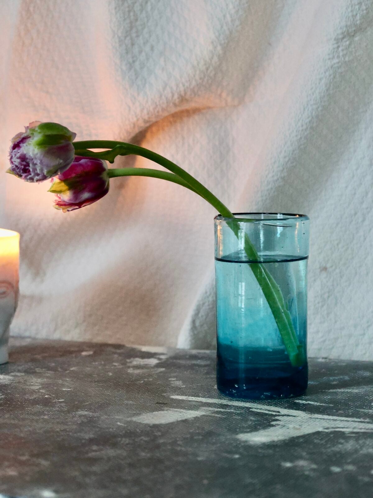 murano-grand-turquoise-drinkware-tumblers-water-glasses-mouth-blown-recycled-glass
