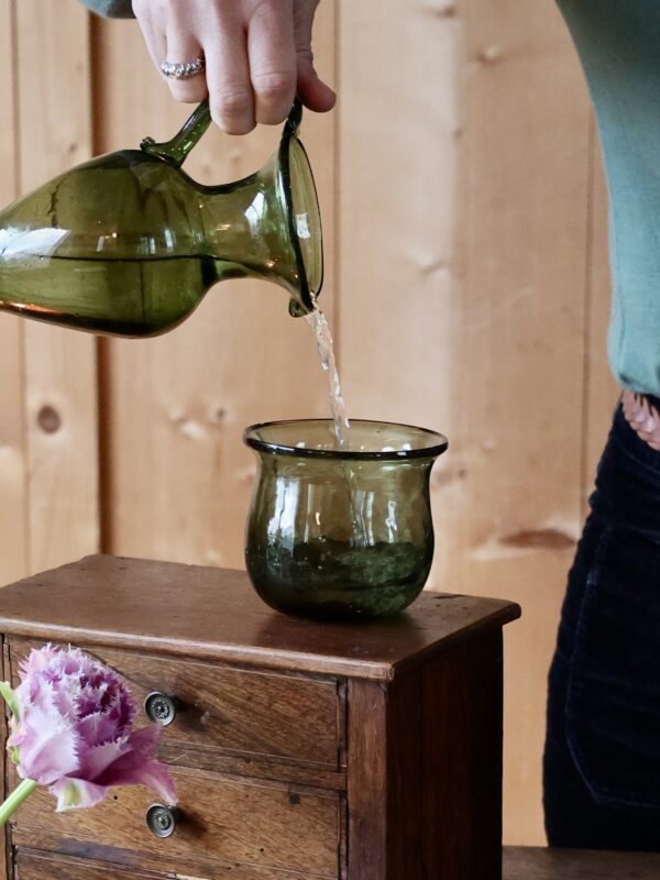 pocula-large-vert-fumé-drinkware-tumbler-water-glass-mouth-blown-recycled-glass