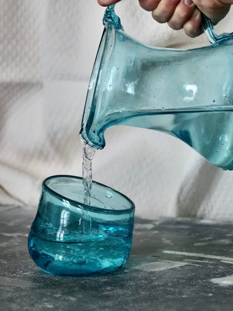rock-glass-turquoise-drinkware-tumbler-water-glass-mouth-blown-recycled-glass