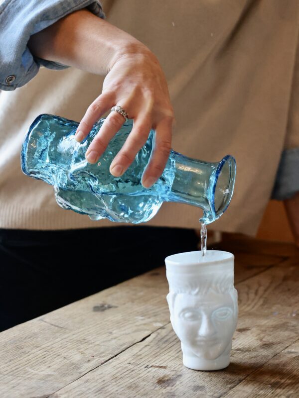 roma-avec-bec-turquoise-vase-carafe-mouth-blown-recycled-glass