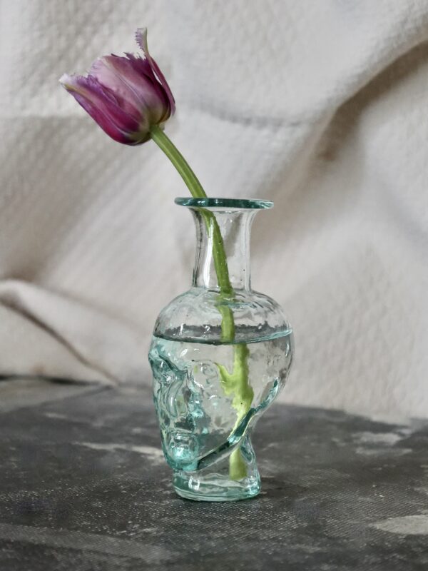 the-philosopher-bud-vase-transparent-head-bud-vases-mouth-blown-recycled-glass