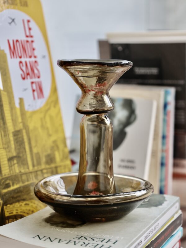 porta-candele-piccolo-fumé-candle-holder-mouth-blown-recycled-glass