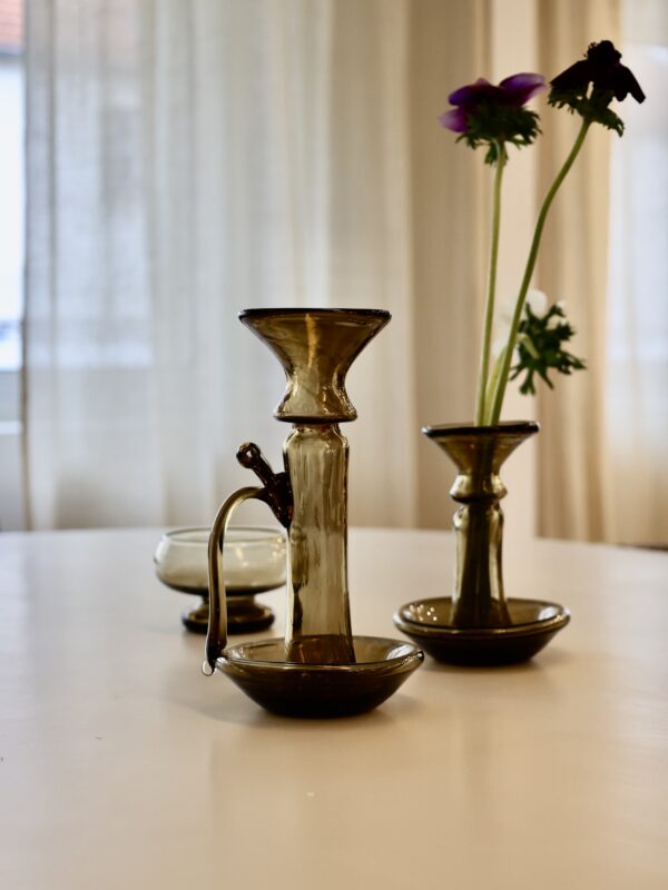 porta-candele-with-handle-fumé-mouth-blown-recycled-glass
