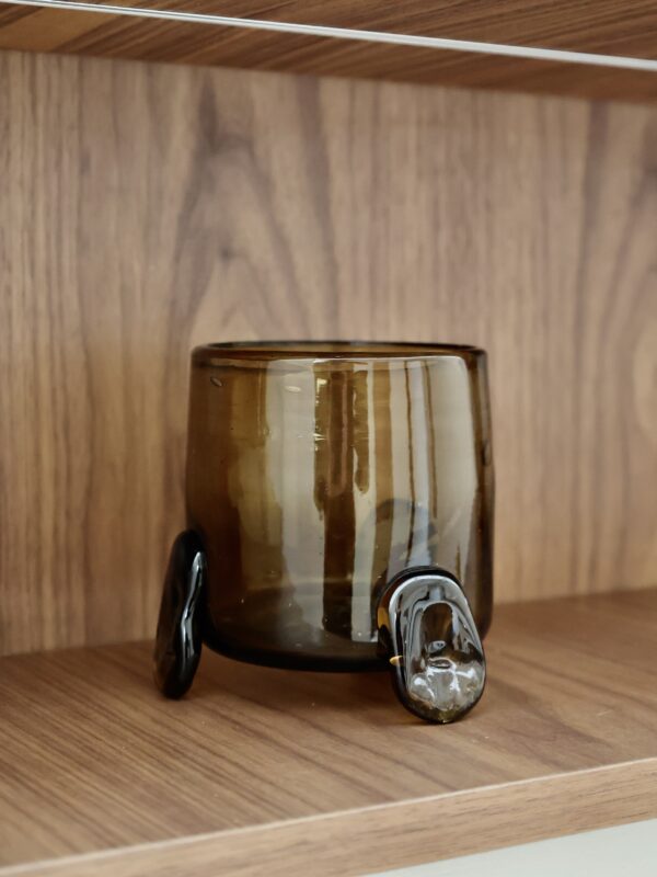 hurricane-vase-with-3-feet-fumé-mouth-blown-recycled-glass