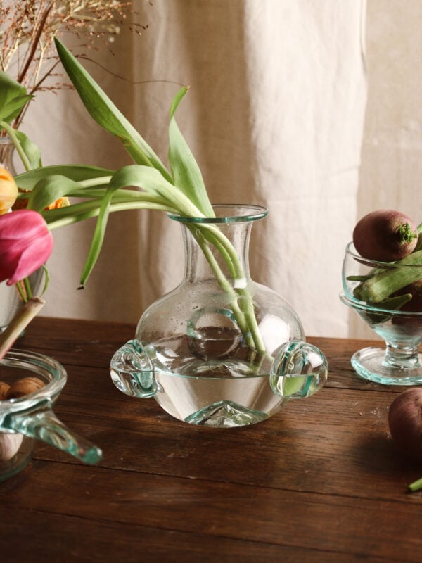 Mouth-blown glass carafe