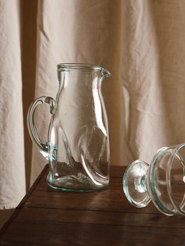 Mouth-blown recycled glass pichet