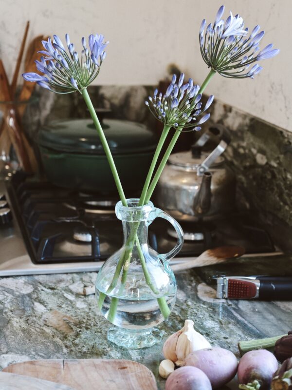 Mouth-blown recycled glass pichet